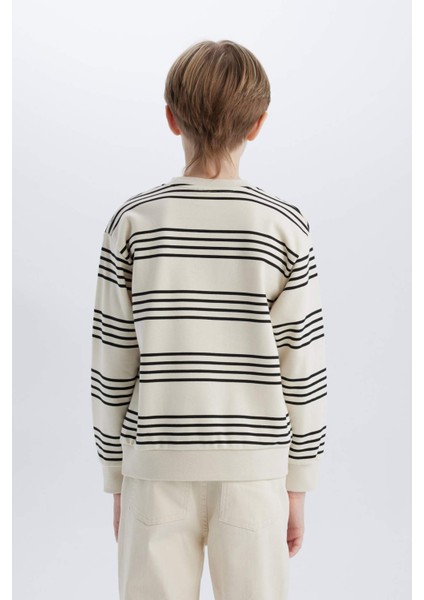 Erkek Çocuk Bisiklet Yaka Çizgili Sweatshirt D7716A825SP
