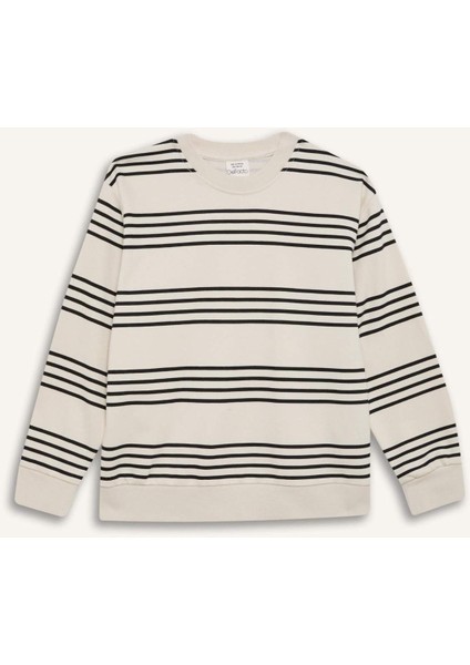 Erkek Çocuk Bisiklet Yaka Çizgili Sweatshirt D7716A825SP