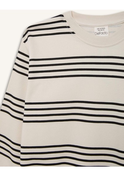Erkek Çocuk Bisiklet Yaka Çizgili Sweatshirt D7716A825SP