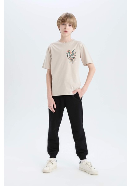 Erkek Çocuk Bisiklet Yaka Baskılı Kısa Kollu Tişört