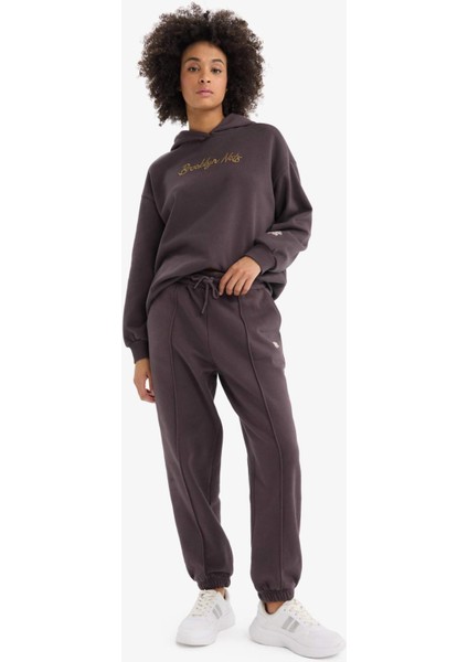 Fit NBA Brooklyn Nets Oversize Geniş Kalıp Çift Cepli Jogger Paça Standart Boy Kalın Sporcu Eşofman Altı D6154AX25SP