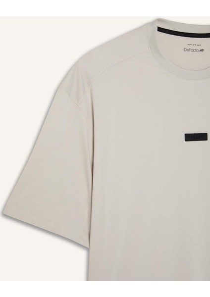 Boxy Fit Bisiklet Yaka Baskılı Sporcu Kısa Kollu Tişört D7365AX25SP