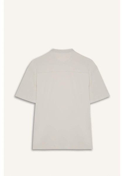 Boxy Fit Bisiklet Yaka Baskılı Sporcu Kısa Kollu Tişört D7365AX25SP