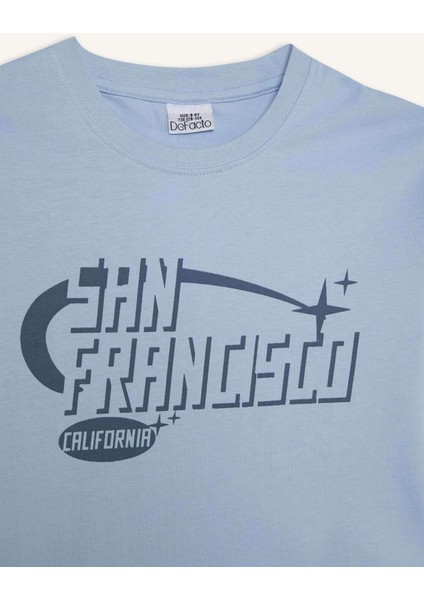 Erkek Çocuk Bisiklet Yaka Baskılı Kısa Kollu Tişört E0076A825SM