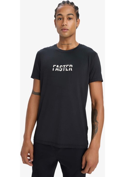 Fit Esnek Kumaş Slim Fit Dar Kesim Bisiklet Yaka Baskılı Sporcu Kısa Kollu Tişört D7811AX25SP