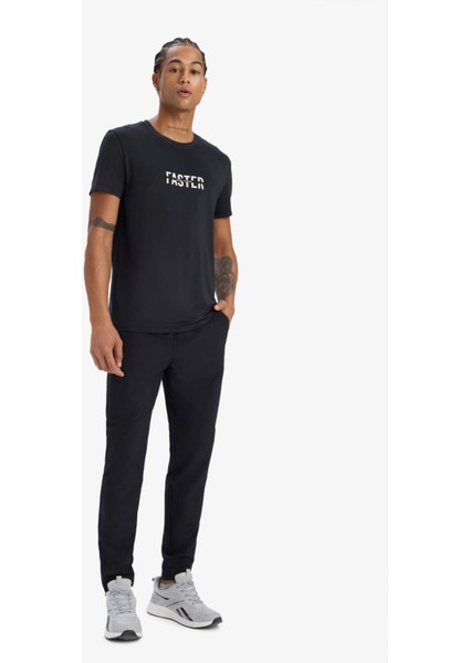 Fit Esnek Kumaş Slim Fit Dar Kesim Bisiklet Yaka Baskılı Sporcu Kısa Kollu Tişört D7811AX25SP