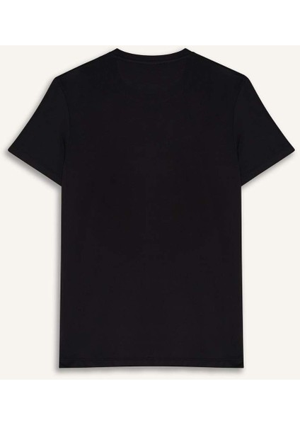 Fit Esnek Kumaş Slim Fit Dar Kesim Bisiklet Yaka Baskılı Sporcu Kısa Kollu Tişört D7811AX25SP