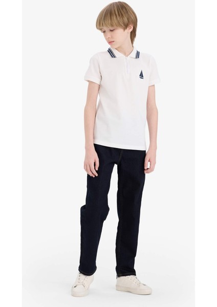 Erkek Çocuk Polo Yaka Nakışlı Pike Kısa Kollu Tişört D8091A825SM