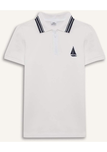 Erkek Çocuk Polo Yaka Nakışlı Pike Kısa Kollu Tişört D8091A825SM