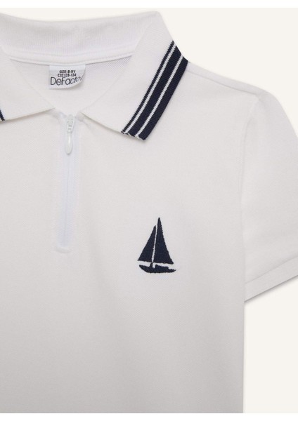 Erkek Çocuk Polo Yaka Nakışlı Pike Kısa Kollu Tişört D8091A825SM