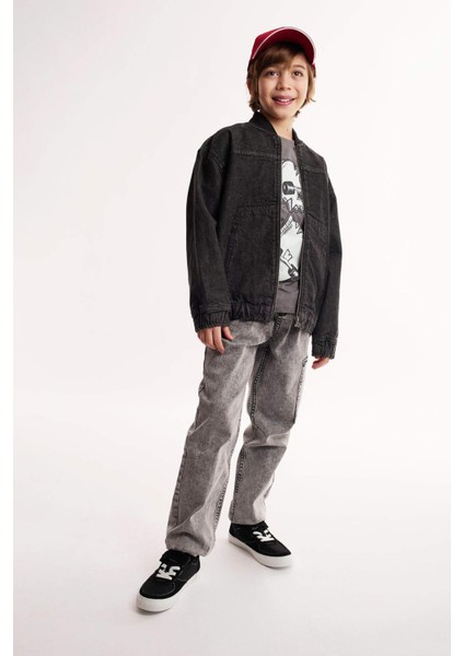 Erkek Çocuk Jogger Fit Esnek Bantlı Paça Jean Pantolon D6554A825SP