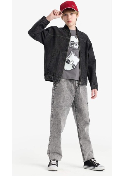 Erkek Çocuk Jogger Fit Esnek Bantlı Paça Jean Pantolon D6554A825SP