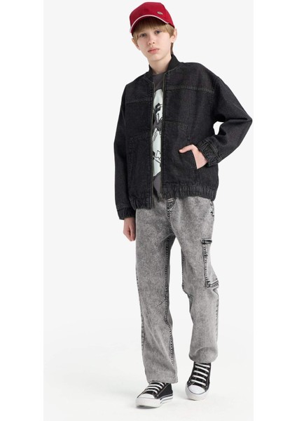 Erkek Çocuk Jogger Fit Esnek Bantlı Paça Jean Pantolon D6554A825SP