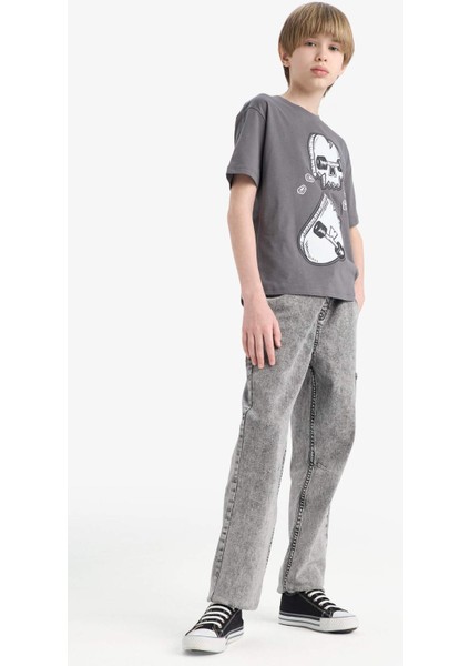 Erkek Çocuk Jogger Fit Esnek Bantlı Paça Jean Pantolon D6554A825SP