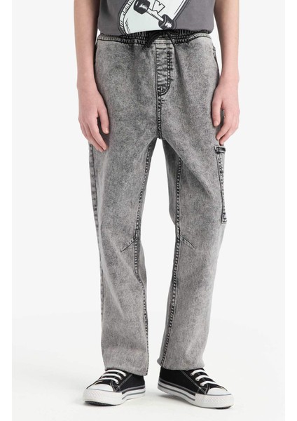 Erkek Çocuk Jogger Fit Esnek Bantlı Paça Jean Pantolon D6554A825SP