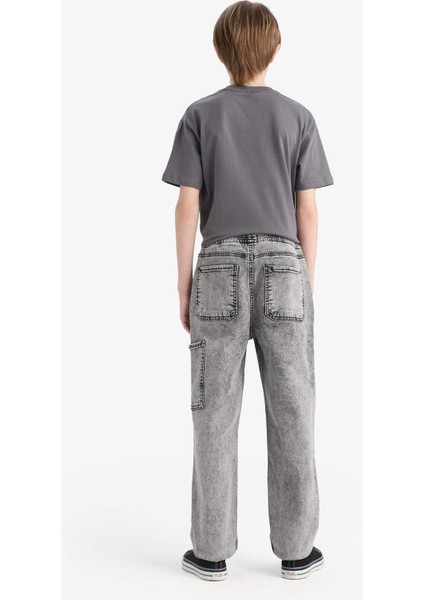 Erkek Çocuk Jogger Fit Esnek Bantlı Paça Jean Pantolon D6554A825SP