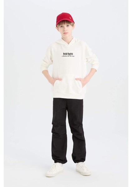 Erkek Çocuk Oversize Geniş Kalıp Kapüşonlu Nakışlı Sweatshirt D8498A825SP