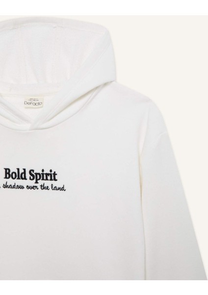Erkek Çocuk Oversize Geniş Kalıp Kapüşonlu Nakışlı Sweatshirt D8498A825SP