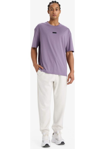 Fit Boxy Fit Bisiklet Yaka Baskılı Sporcu Kısa Kollu Tişört D7365AX25SP