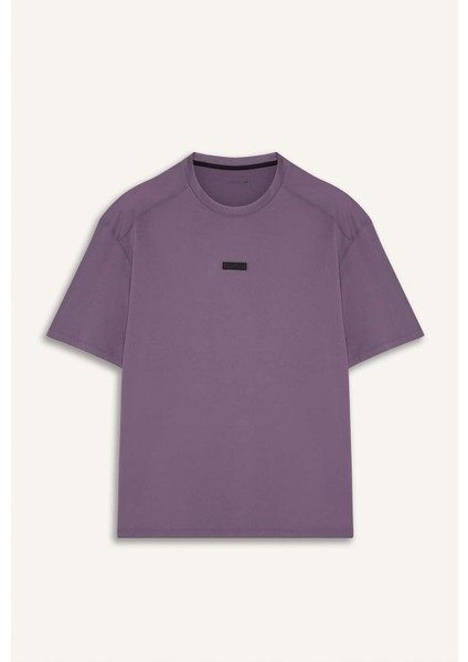 Fit Boxy Fit Bisiklet Yaka Baskılı Sporcu Kısa Kollu Tişört D7365AX25SP