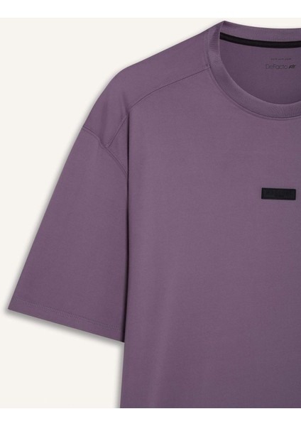 Fit Boxy Fit Bisiklet Yaka Baskılı Sporcu Kısa Kollu Tişört D7365AX25SP