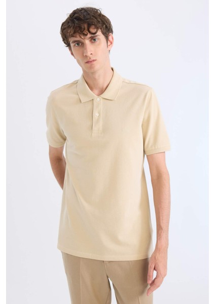 %100 Pamuk Regular Fit Polo Yaka Kısa Kollu Basic Düz Pike Kumaş Tişört C1293AX25SP