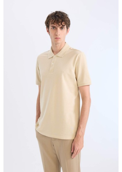 %100 Pamuk Regular Fit Polo Yaka Kısa Kollu Basic Düz Pike Kumaş Tişört C1293AX25SP