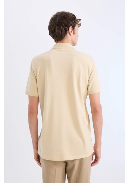 %100 Pamuk Regular Fit Polo Yaka Kısa Kollu Basic Düz Pike Kumaş Tişört C1293AX25SP