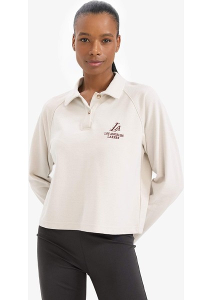 Fit NBA Los Angeles Lakers Polo Yaka Pike Sweatshirt D6152AX25SP