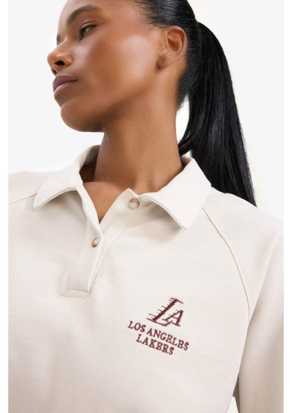 Fit NBA Los Angeles Lakers Polo Yaka Pike Sweatshirt D6152AX25SP