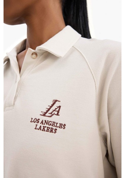 Fit NBA Los Angeles Lakers Polo Yaka Pike Sweatshirt D6152AX25SP