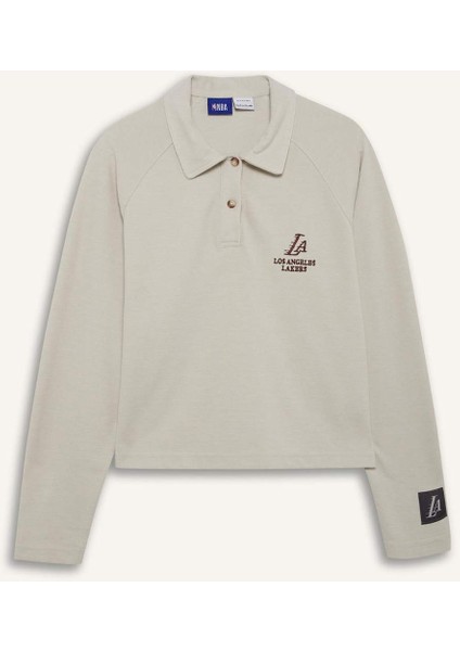 Fit NBA Los Angeles Lakers Polo Yaka Pike Sweatshirt D6152AX25SP