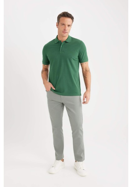 %100 Pamuk Regular Fit Polo Yaka Kısa Kollu Basic Düz Pike Kumaş Tişört C1293AX25SP