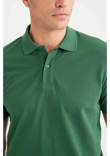 %100 Pamuk Regular Fit Polo Yaka Kısa Kollu Basic Düz Pike Kumaş Tişört C1293AX25SP