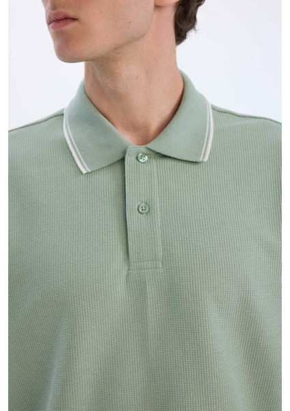 Regular Fit Polo Yaka Kısa Kollu Waffle Tişört D7932AX25SP