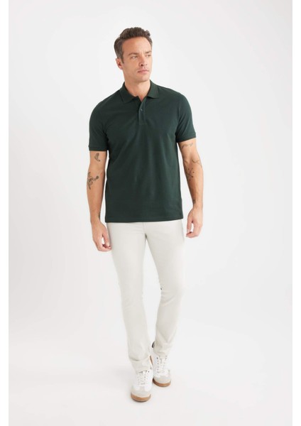 %100 Pamuk Regular Fit Polo Yaka Kısa Kollu Basic Düz Pike Kumaş Tişört C1293AX25SP