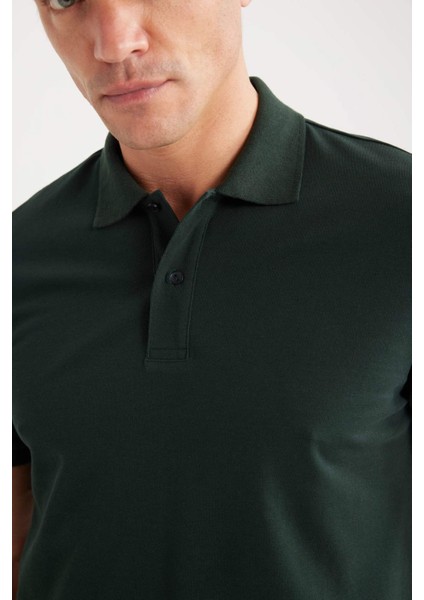 %100 Pamuk Regular Fit Polo Yaka Kısa Kollu Basic Düz Pike Kumaş Tişört C1293AX25SP