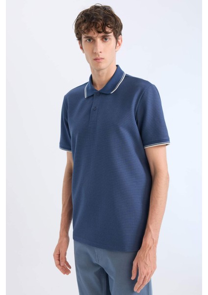 Regular Fit Polo Yaka Kısa Kollu Waffle Tişört D7932AX25SP