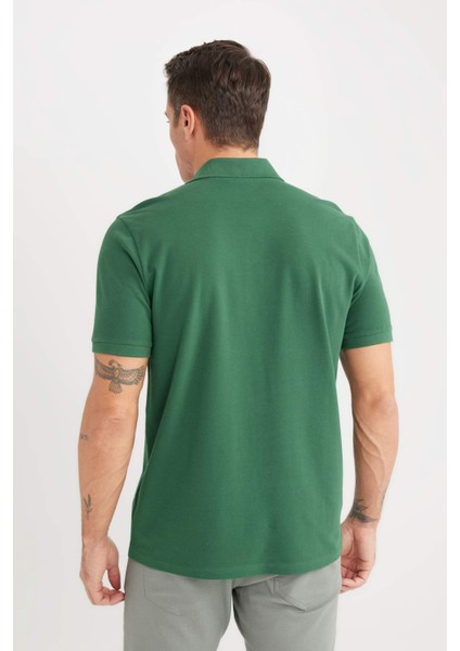 %100 Pamuk Regular Fit Polo Yaka Kısa Kollu Basic Düz Pike Kumaş Tişört C1293AX25SP