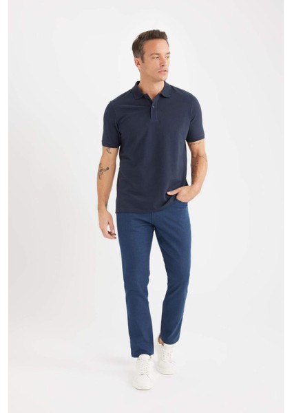 %100 Pamuk Regular Fit Polo Yaka Kısa Kollu Basic Düz Pike Kumaş Tişört C1293AX25SP