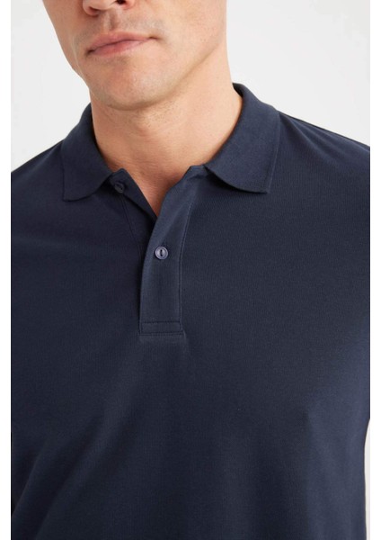 %100 Pamuk Regular Fit Polo Yaka Kısa Kollu Basic Düz Pike Kumaş Tişört C1293AX25SP