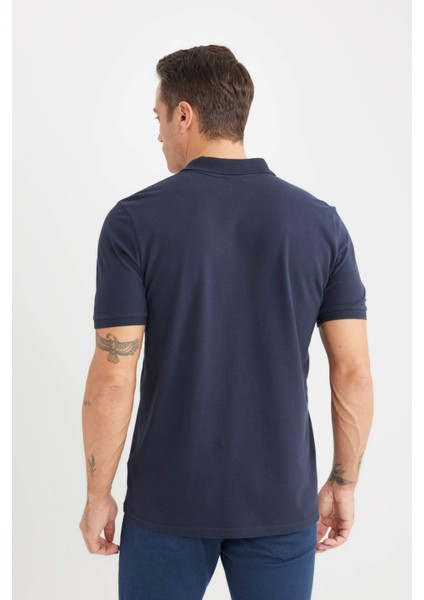 %100 Pamuk Regular Fit Polo Yaka Kısa Kollu Basic Düz Pike Kumaş Tişört C1293AX25SP