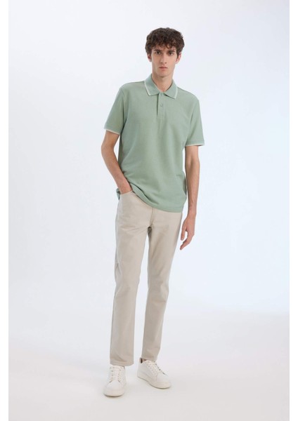 Regular Fit Polo Yaka Kısa Kollu Waffle Tişört D7932AX25SP