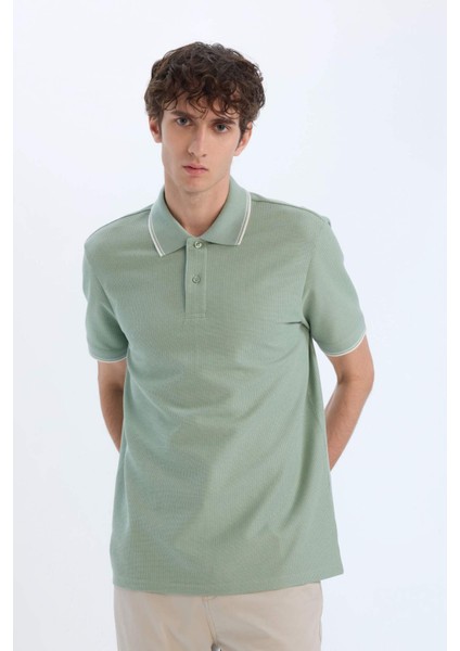 Regular Fit Polo Yaka Kısa Kollu Waffle Tişört D7932AX25SP