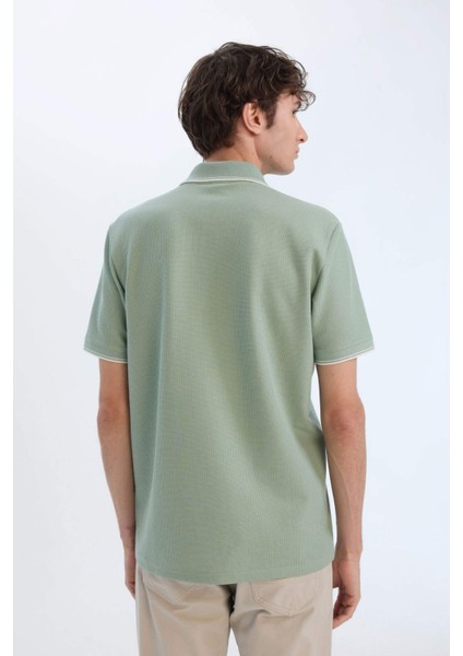 Regular Fit Polo Yaka Kısa Kollu Waffle Tişört D7932AX25SP