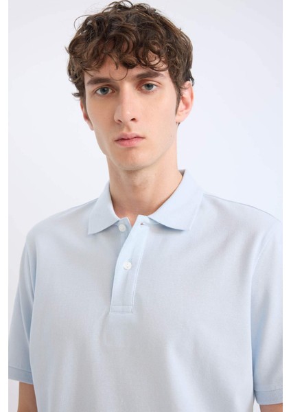%100 Pamuk Regular Fit Polo Yaka Kısa Kollu Basic Düz Pike Kumaş Tişört C1293AX25SP