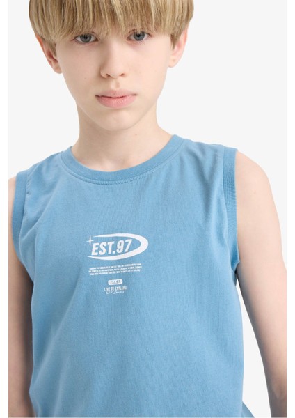 Erkek Çocuk Bisiklet Yaka Baskılı Atlet E0192A825HS