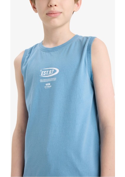 Erkek Çocuk Bisiklet Yaka Baskılı Atlet E0192A825HS