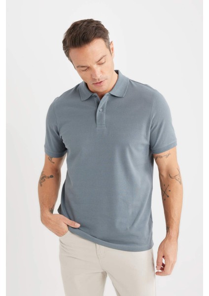 %100 Pamuk Regular Fit Polo Yaka Kısa Kollu Basic Düz Pike Kumaş Tişört C1293AX25SP