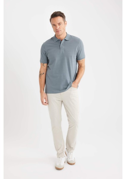 %100 Pamuk Regular Fit Polo Yaka Kısa Kollu Basic Düz Pike Kumaş Tişört C1293AX25SP